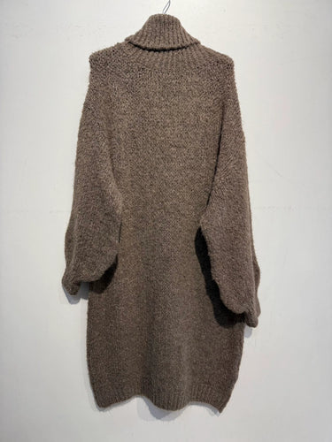 Midi Turtleneck Dress w/ Alpaca- Taupe