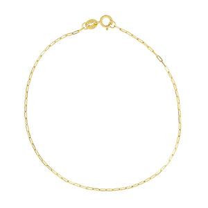 14K Solid Gold Thin Paperclip Bracelet