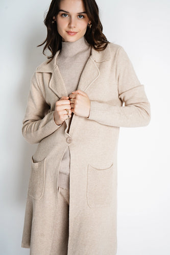 Long Knit Jacket- Taupe