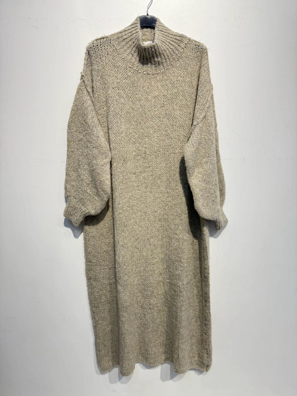 Long Knit Dress w Alpaca- Beige