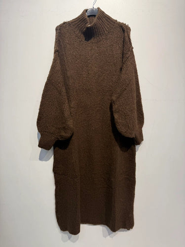 Long Knit Dress w Alpaca- Chocolate