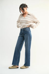 Mid Rise Slim Wide Leg