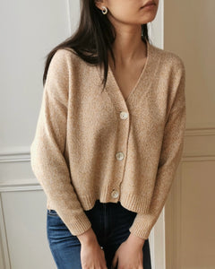 Cropped Cardigan with Abalone Button