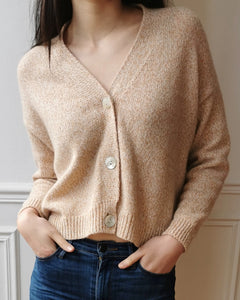 Cropped Cardigan with Abalone Button