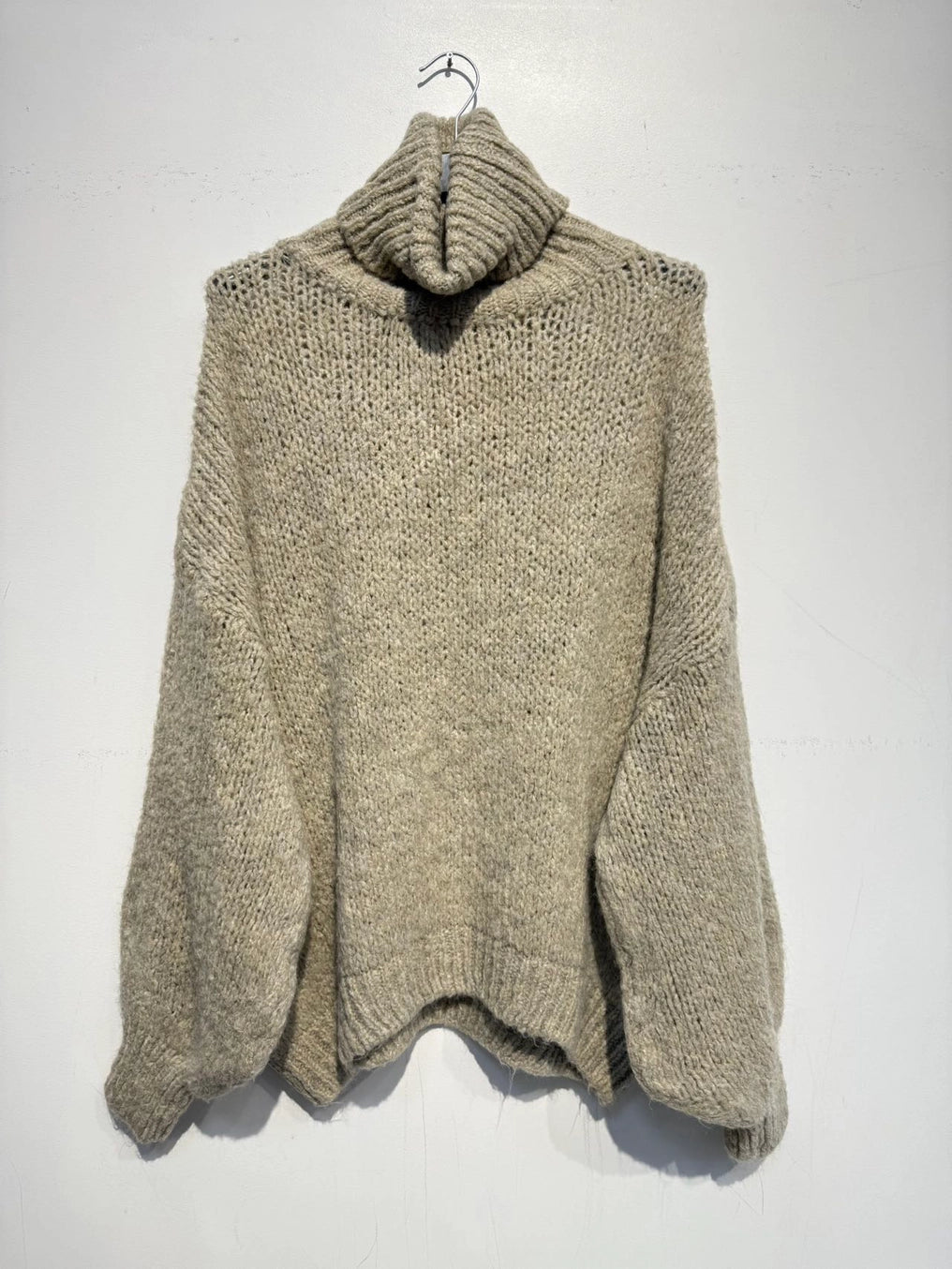 Oversized Turtleneck Sweater- Beige