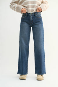 Mid Rise Slim Wide Leg