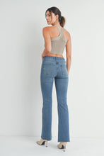 Load image into Gallery viewer, High Rise Flare w/ Scissor Cut Hem- Med. Wash