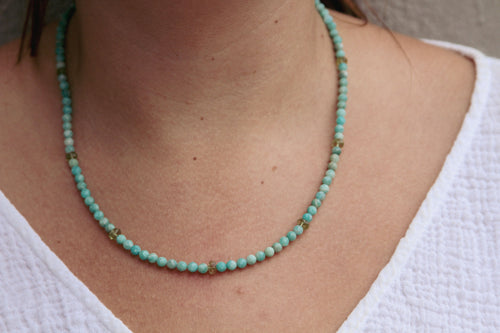 Amazonite Faceted Silver Necklace