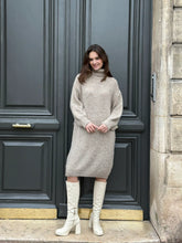 Load image into Gallery viewer, Midi Turtleneck Dress w/ Alpaca- Beige