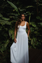 Load image into Gallery viewer, Ribbed Double Scoop Maxi Dress- White