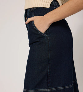 Sue Midi Skirt- Dark Denim