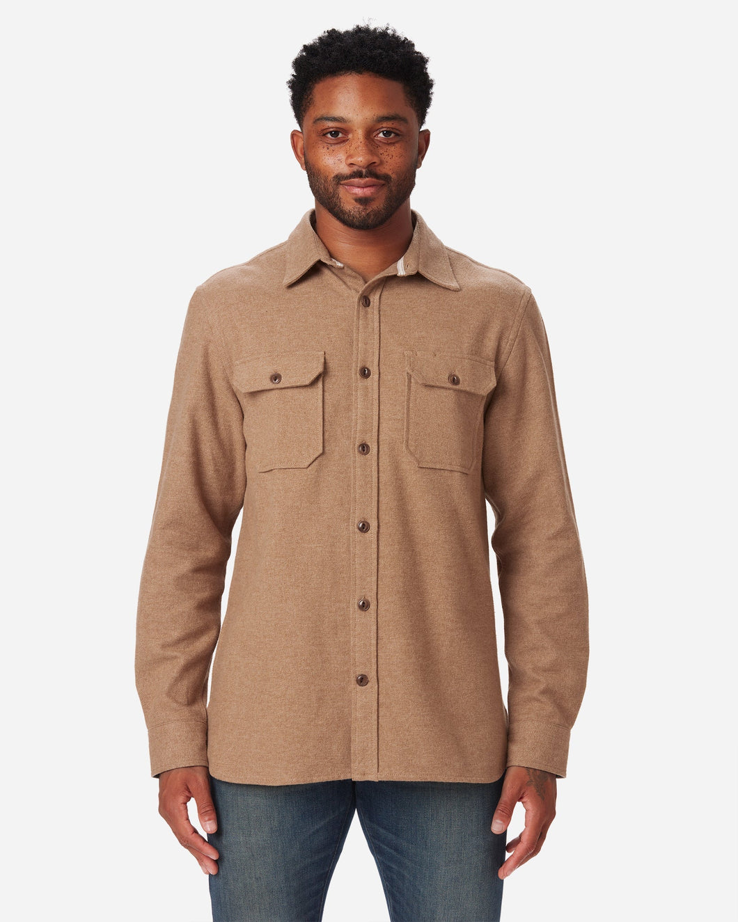 Flannel Utility Shirt in Camel