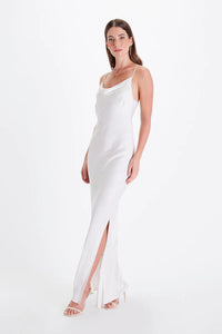 Cowl Neck Gown in White