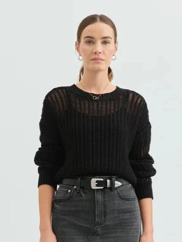 Seaside Open Stitch Sweater- Black