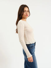 Load image into Gallery viewer, Waverly Pointelle Crewneck Tee in Cloud Dancer