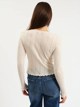 Load image into Gallery viewer, Waverly Pointelle Crewneck Tee in Cloud Dancer