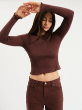 Load image into Gallery viewer, Waverly Pointelle Crewneck Tee in French Roast