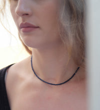 Load image into Gallery viewer, Sapphire Faceted Silver Necklace