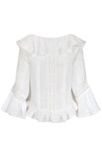 Load image into Gallery viewer, Fleur Lace Frill Blouse- White