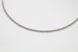Labradorite Small Faceted Gold Necklace