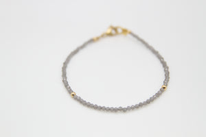 Small Labradorite Gold Beads Bracelet