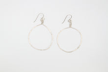 Load image into Gallery viewer, Full Moon Silver Medium Hand Hammered Hoops