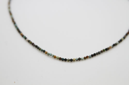 African Turquoise Faceted Silver Necklace