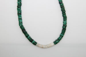 Malachite Heishi Necklace w/ Peruvian Opal