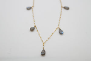 Labradorite Drop Gold Necklace