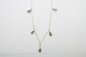Labradorite Drop Gold Necklace