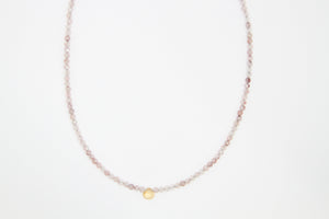 Strawberry Quartz Faceted Necklace with Citrine