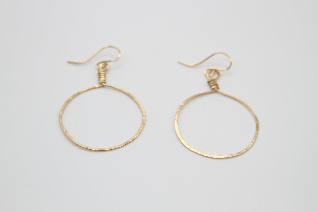 Full Moon Gold Small Hand Hammered Hoops