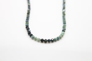 Blue Tourmaline Faceted Silver Necklace