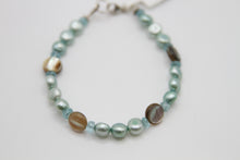 Load image into Gallery viewer, Fresh Water Pearl Abalone Silver Bracelet