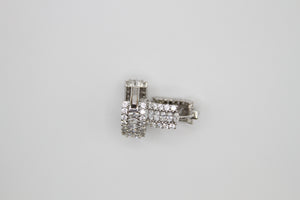 Cubic Zirconium Silver Cuff Earrings