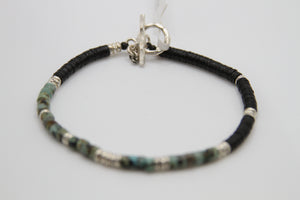 Turquoise and Hill Tribe Silver Bracelet