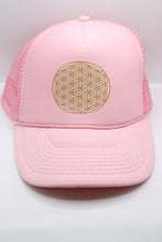 Load image into Gallery viewer, Trucker Hat Flower of Life PINK/ Gold