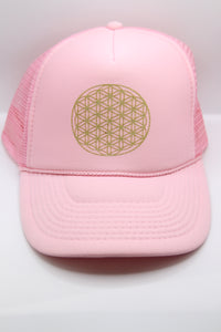 Trucker Hat Flower of Life PINK/ Gold