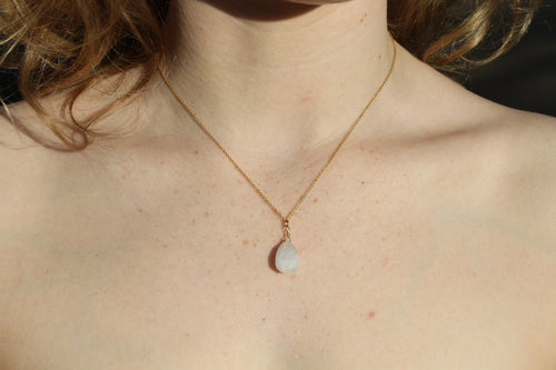 Gold Rain Moon Stone Necklace