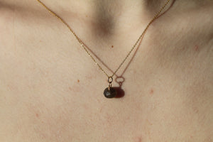 Labradorite Button Pendant Gold Necklace