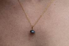 Load image into Gallery viewer, Labradorite Button Pendant Gold Necklace