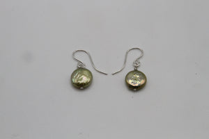 Green Coin Pearl Earrings