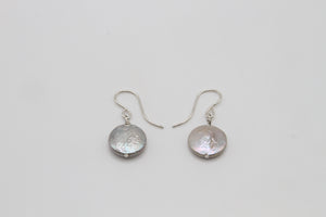 Silver Coin Pearl Earrings
