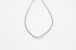 Labradorite Faceted Silver Necklace with Aquamarine