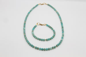 Amazonite Faceted Gold Bracelet