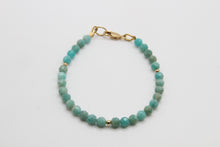 Load image into Gallery viewer, Amazonite Faceted Gold Bracelet