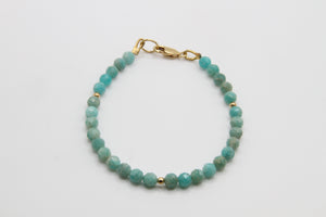 Amazonite Faceted Gold Bracelet