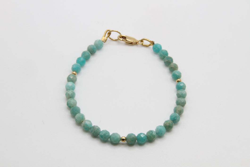 Amazonite Faceted Gold Bracelet