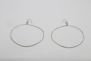 Full Moon Hand Hammered XLarge Silver Hoops