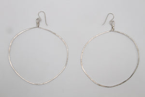 Full Moon Hand Hammered XLarge Silver Hoops